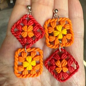 Handmade granny square earrings